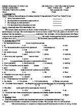 Đề kiểm tra 1 tiết môn Tiếng Anh Lớp 7 (Sách mới) - Năm học 2019-2020